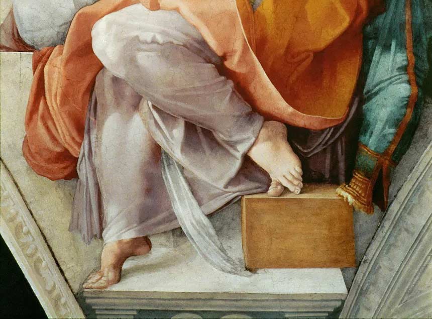 Pié de la Sibila de las pinturas del techo de la capilla Sistina